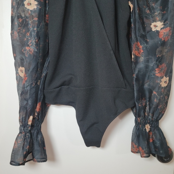 Intimately Free People Black Floral Bodysuit | Size Medium | NWT - Picture 2 of 8